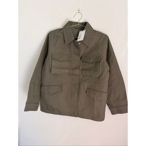 & Other Stories Avant Garde Collared Cotton Jacket Army Green Size Small NWT